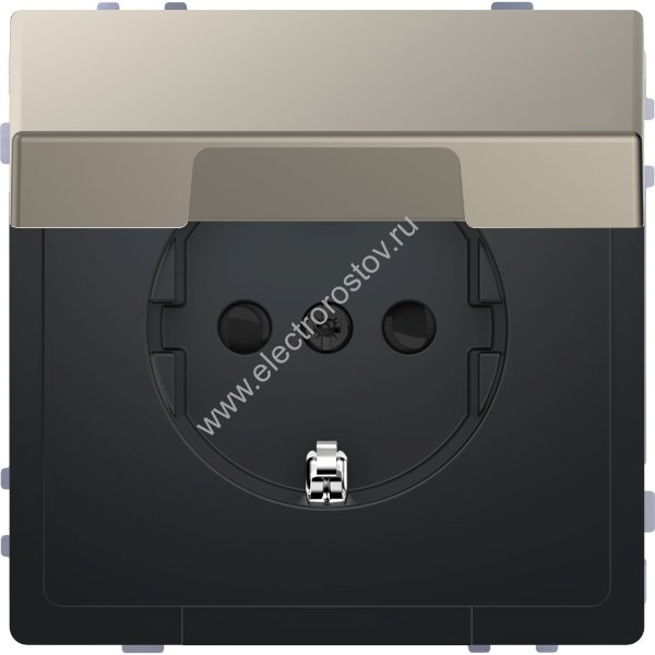 Merten D-Life Никель Розетка 16А с/з и крышкой IP20 Schneider Electric