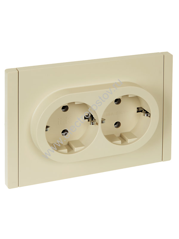 IEK FORTE&PIANO Ваниль Розетка 2-я с/з безвинтовое крепление 16А FP424