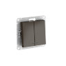 AtlasDesign Мокко Выключатель 2-клавишный с подсветкой с быстрозажим. клеммами Schneider Electric