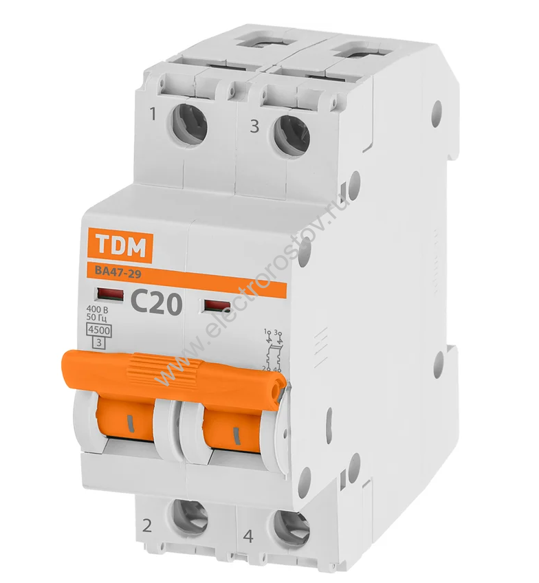 ВА 47-29 Автоматический выключатель 2Р С20 4,5кА TDM