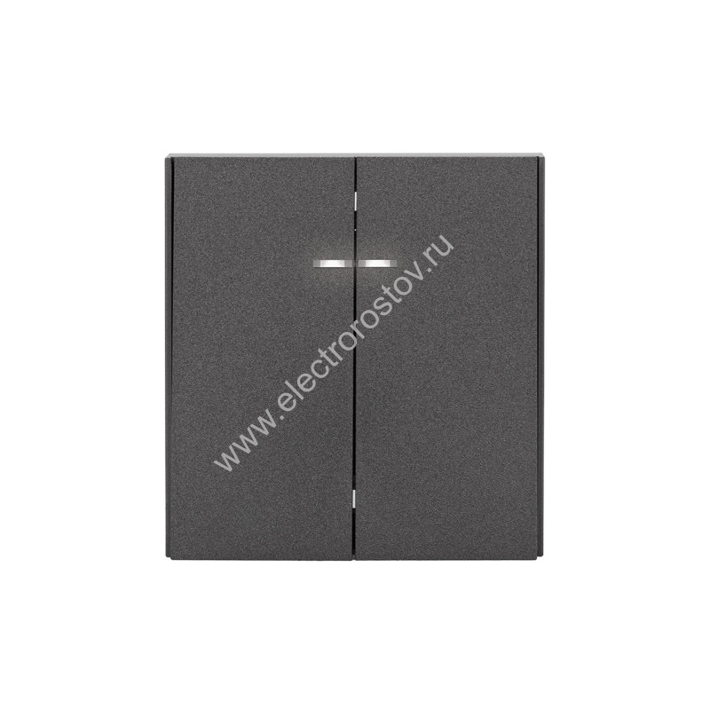 KRANZ STRONG Выключатель 2 кл с подсветкой 10А с/у графит, с 1-пост. рамкой