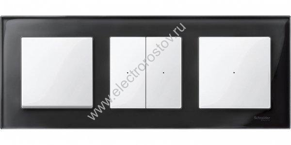 Merten SM M-Elegance Стекло Черное кальцит Рамка 3-ая  Schneider Electric