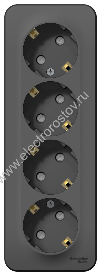 Blanca наруж Антрацит Розетка 4-ая с/з со шторками 16А, 250В, изолир. пластина Schneider Electric
