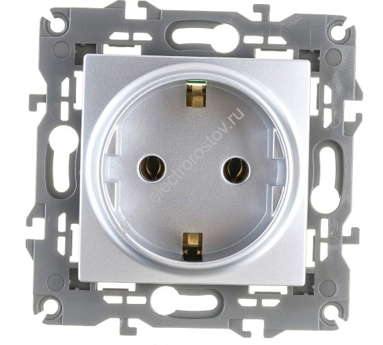 Elegance Алюминий Розетка 1-ая с/з ЭРА