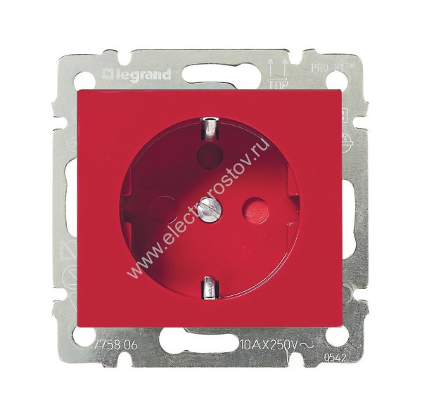 Valena Красный Розетка 1-ая с/з с блокировкой (необх ключ 50299) Legrand