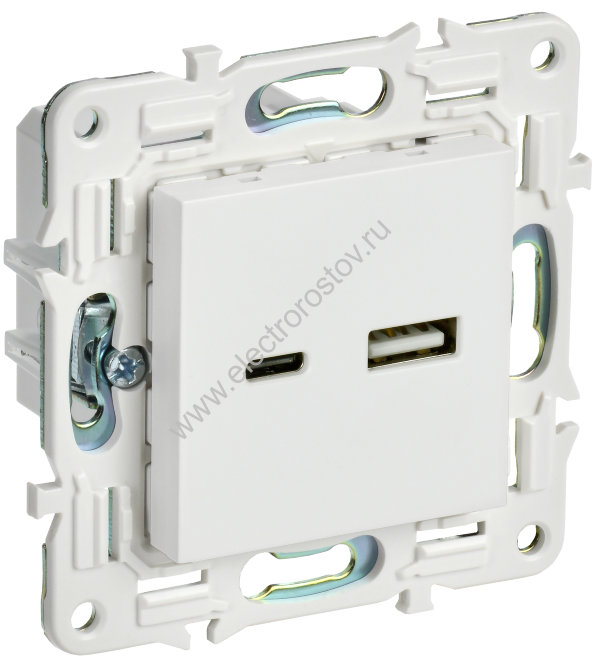 IEK SKANDY Арктический белый Розетка USB A+C 3,1А SK-R14W