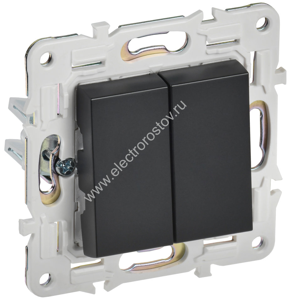 IEK SKANDY Черный Выключатель 2-клавишный проходной 10А SK-V05Bl