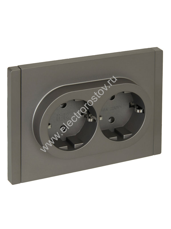 IEK FORTE&PIANO Сталь Розетка 2-я с/з безвинтовое крепление 16А FP524