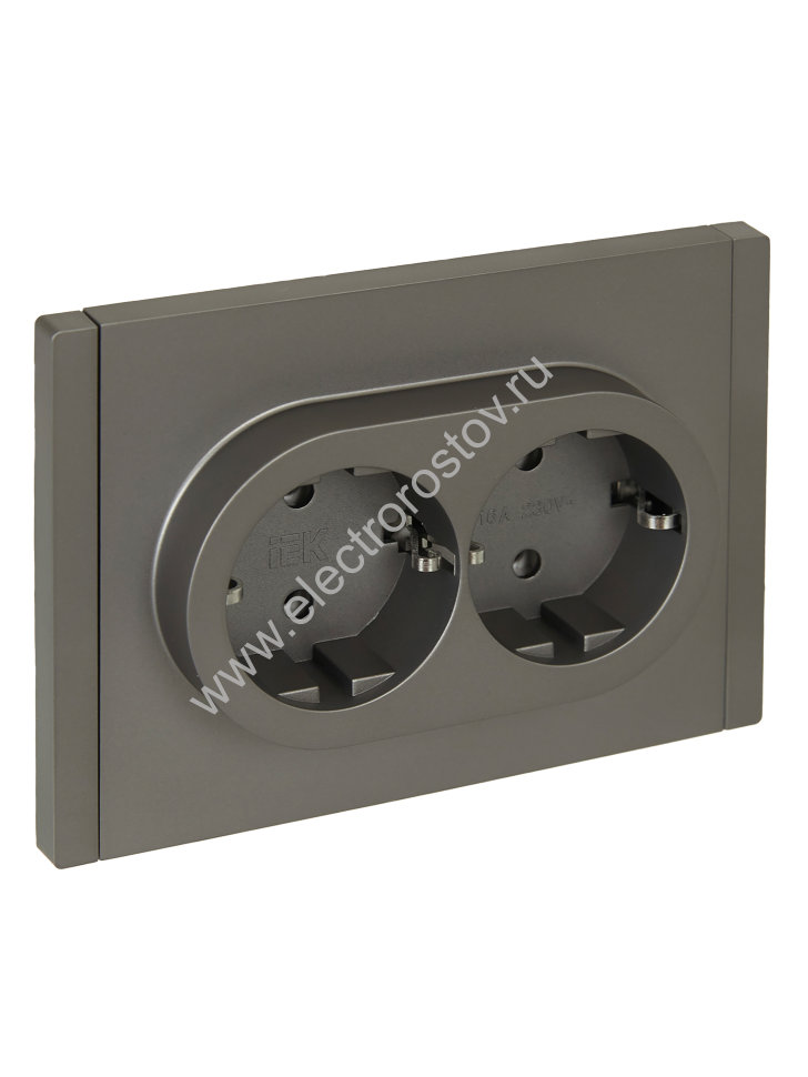 IEK FORTE&PIANO Сталь Розетка 2-я с/з безвинтовое крепление 16А FP524