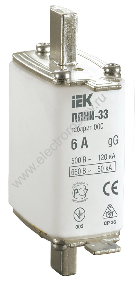 IEK Плавкая вставка предохранителя ППНИ-33, габарит 00С, 6А