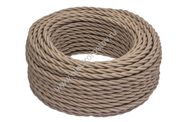 Витой провод 3*2,5, капучино, матовый 150м