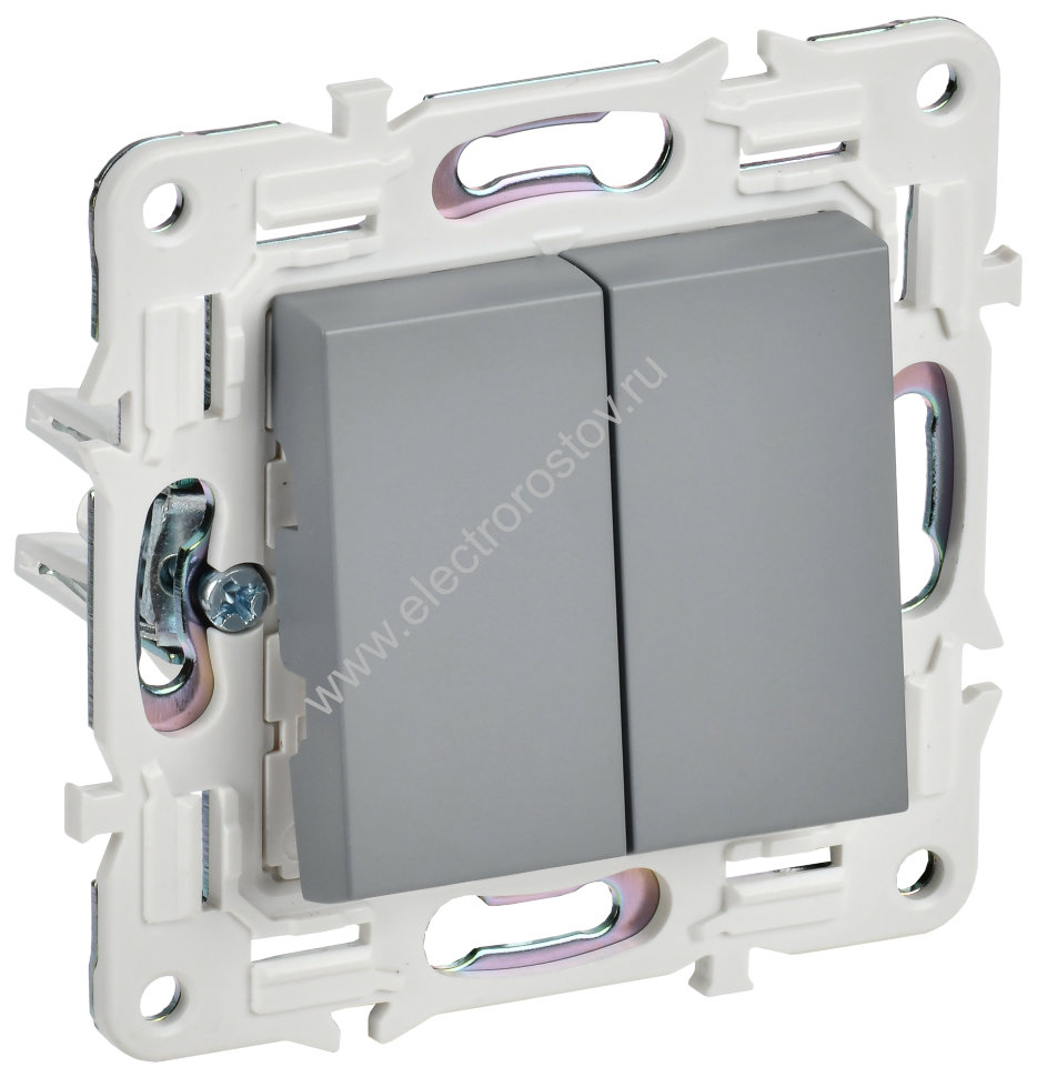 IEK SKANDY Серый Выключатель 2-клавишный проходной 10А SK-V05Gr