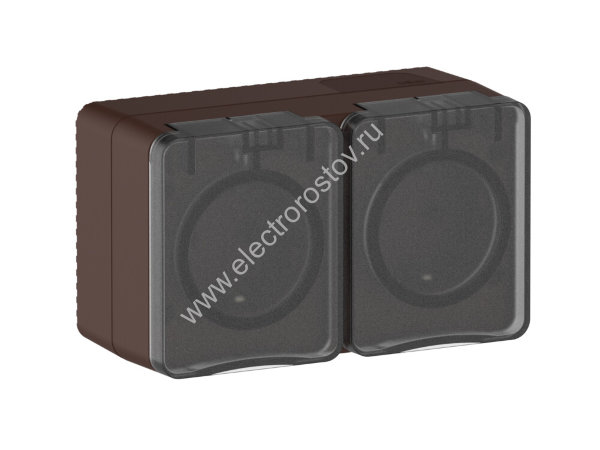 AtlasDesign Profi54 Коричневый Розетка двойная с з/к со шторками Schneider Electric