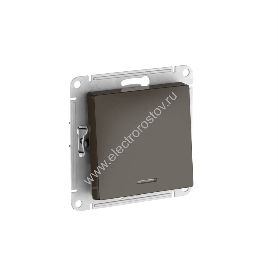 AtlasDesign Мокко Переключатель 1-клавишный с подсветкой c быстрозажим. клеммами Schneider Electric