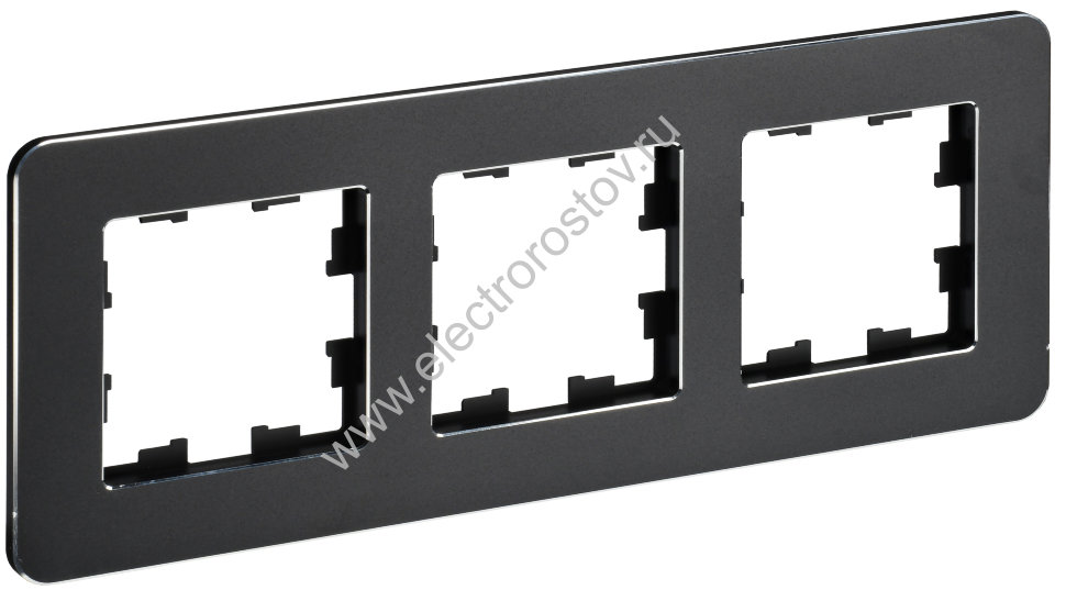 IEK BRITE DECOR Черный металл. скругл.угол Рамка 3-м РУ-3-1-Бр RE