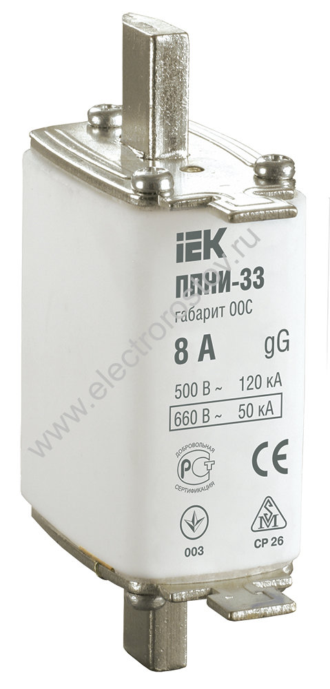 IEK Плавкая вставка предохранителя ППНИ-33, габарит 00С, 8А