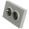 STEKKER Эмили Платиново-серый, soft touch Розетка 2-местная с защитной шторкой