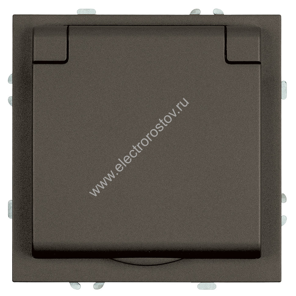 STEKKER Эмили Антрацит, soft touch Розетка 1-местная с крышкой с защ. шторками