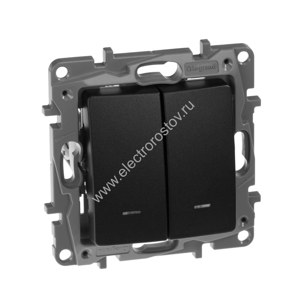Etika Антрацит Выключатель 2-клавишный с подсветкой Legrand