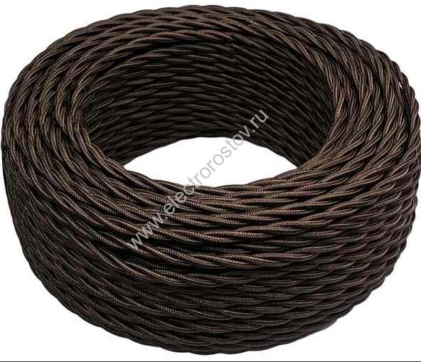 Витой провод 2*1,5, коричневый, глянец 20м