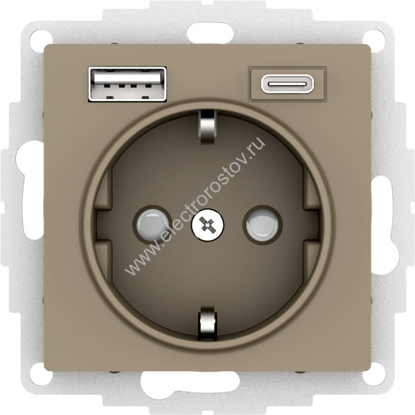 AtlasDesign Шампань Розетка + USB Розетка A+C 1x5 В/2,4А; 3,0 А; 2х5В/1,5А Schneider Electric