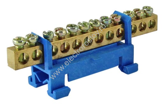 Шина "N" нулевая с изолятором  на DIN-рейку 6х9мм 12 групп стойка мал. TDM