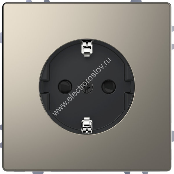 Merten D-Life Никель Розетка 16А с/з и шторками, винт. зажим Schneider Electric