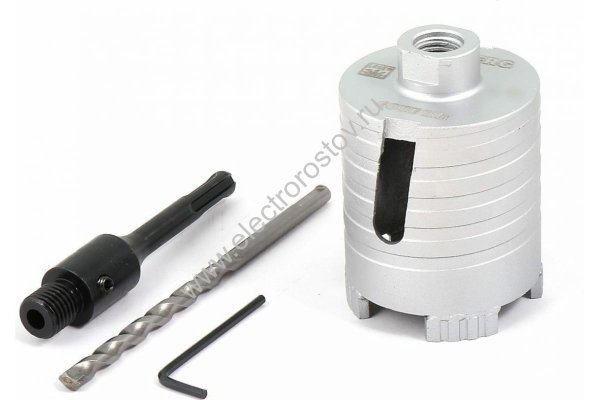 Коронка SDS+ алмазная D=72, сильно армированный бетон/кирпич, в сборе, HILBERG