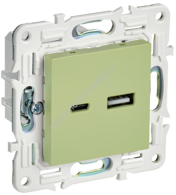 IEK SKANDY Мятный Розетка USB A+C 3,1А SK-R14G
