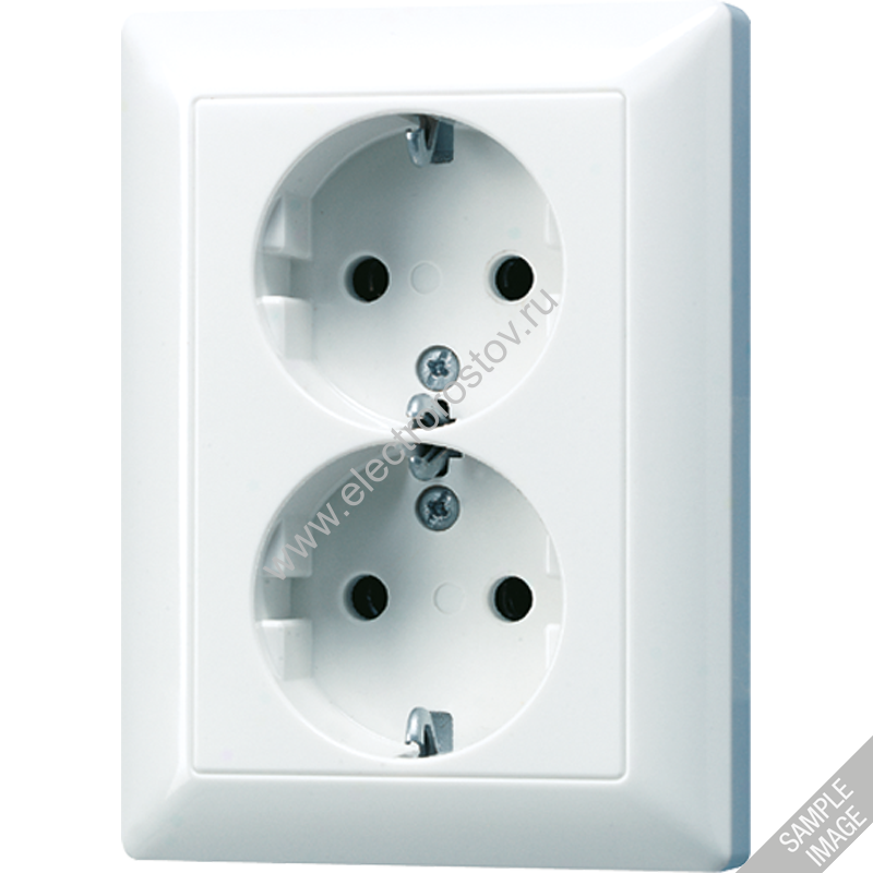 JUNG EcoProfi Бежевая Розетка 2-ая с/з литая с винт. зажимами со шторками