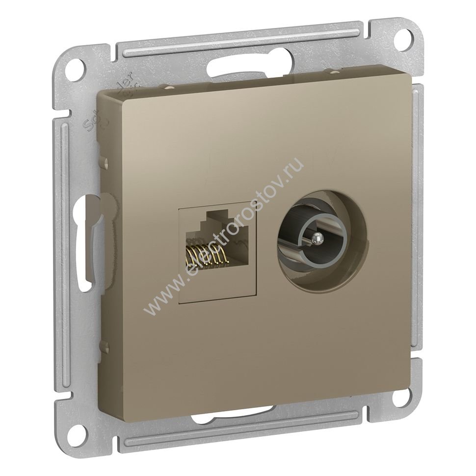 AtlasDesign Шампань Розетка двойная комп+ТВ, RJ45+TV, кат. 5e Schneider Electric