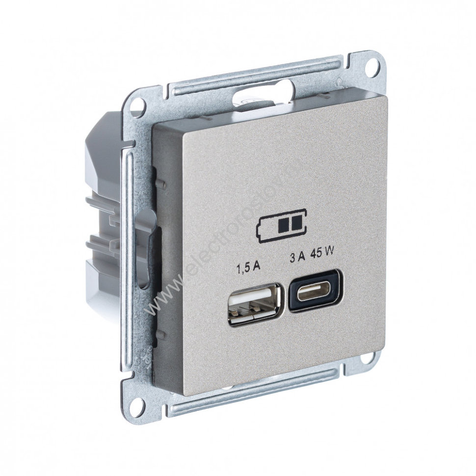 AtlasDesign Шампань Розетка USB A+C, 45 Вт; 5В/1,5-3А Schneider Electric