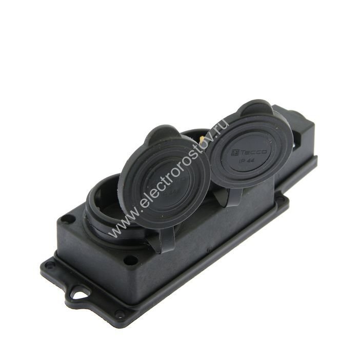 Колодка для удлинителя каучук 2 розетки с заземл. IP44 IEK