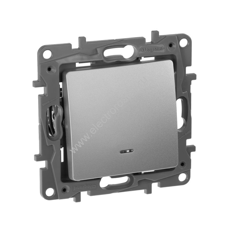 Etika Алюминий Переключатель 1-клавишный с подсветкой Legrand