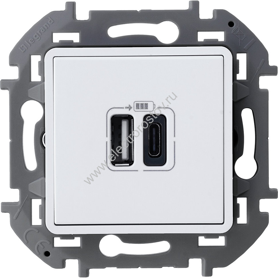 INSPIRIA Белый Зарядное устройство устройство с двумя USB-разьемами A-C 240В/5В 3000мА Legrand