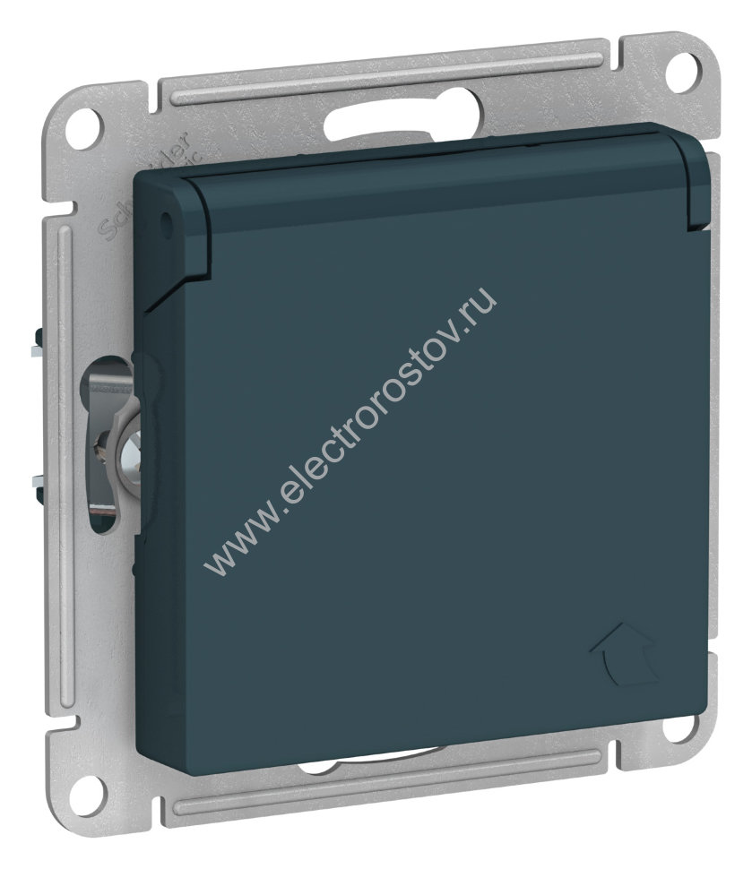 AtlasDesign Изумруд Розетка 1-ая с/з со шторками, с крышкой Schneider Electric