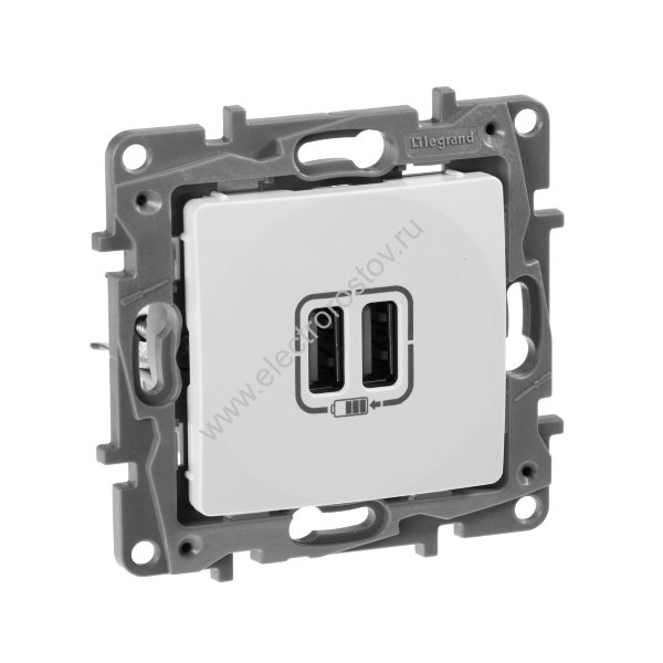 Etika Белый Розетка USB 2-ая 240В/5В 2400мА Legrand
