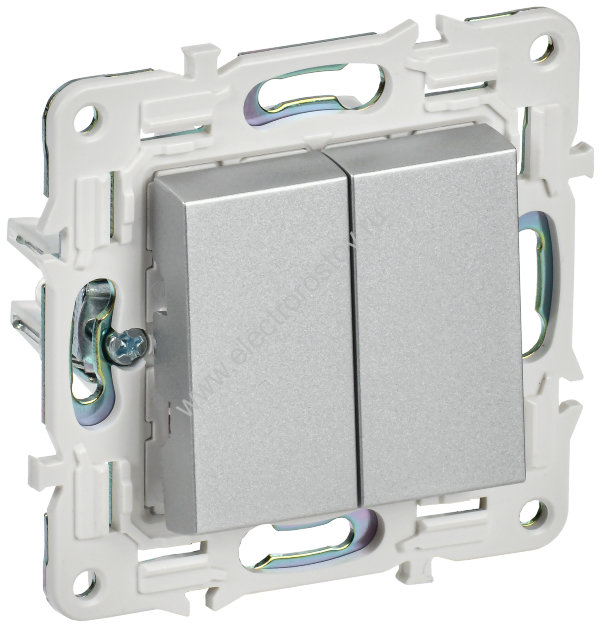 IEK SKANDY Серебряный Выключатель 2-клавишный проходной 10А SK-V05S