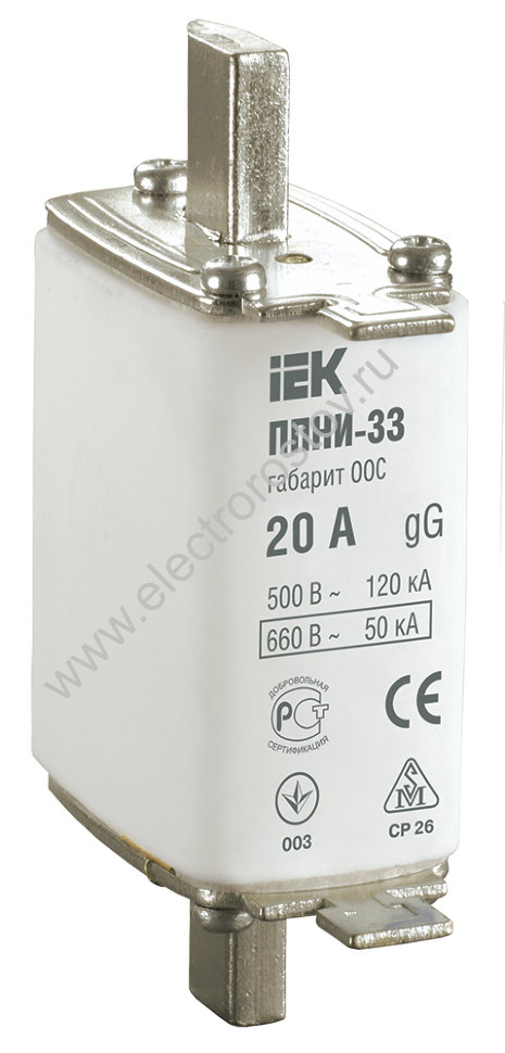 IEK Плавкая вставка предохранителя ППНИ-33, габарит 00С, 20А