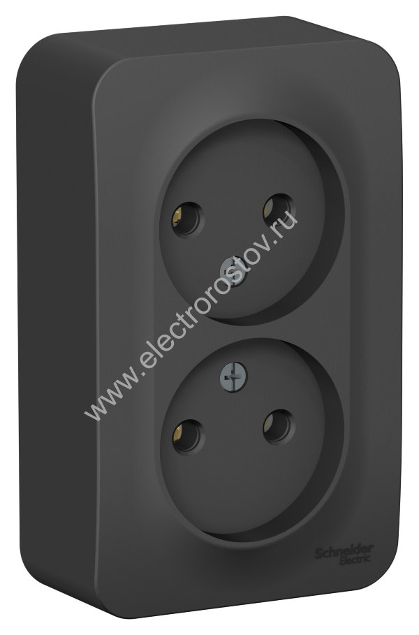 Blanca наруж Антрацит Розетка 2-ая б/з без шторок 16А, 250В, изолир. пластина Schneider Electric