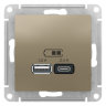 AtlasDesign Шампань Розетка USB A+C; 5В/2,4A; 2x5В/1,2A Schneider Electric