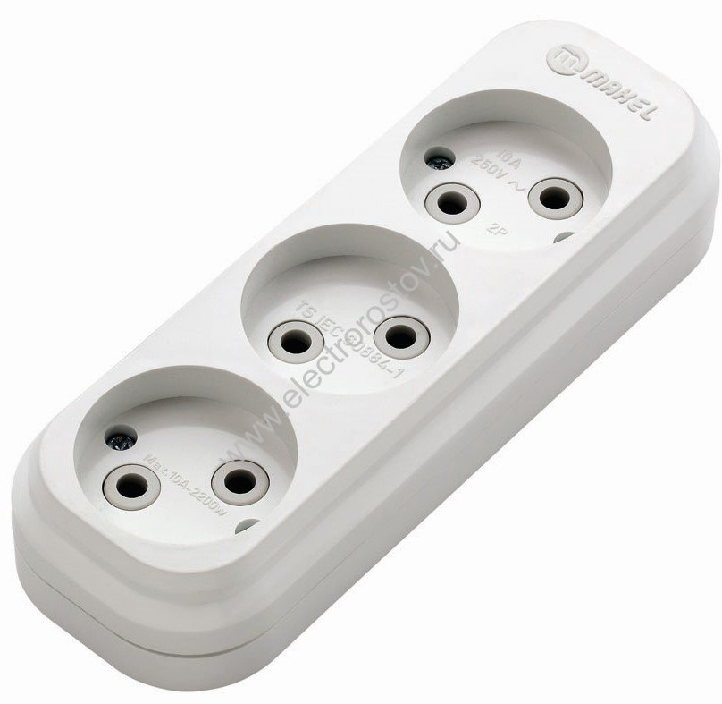Колодка для удлинителя 3 розетки без заземл. Makel