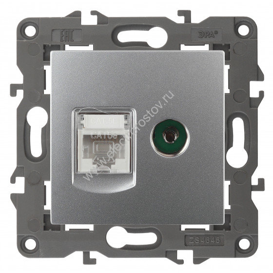 Elegance Алюминий Розетка компьютерная RJ-45 + TV ЭРА
