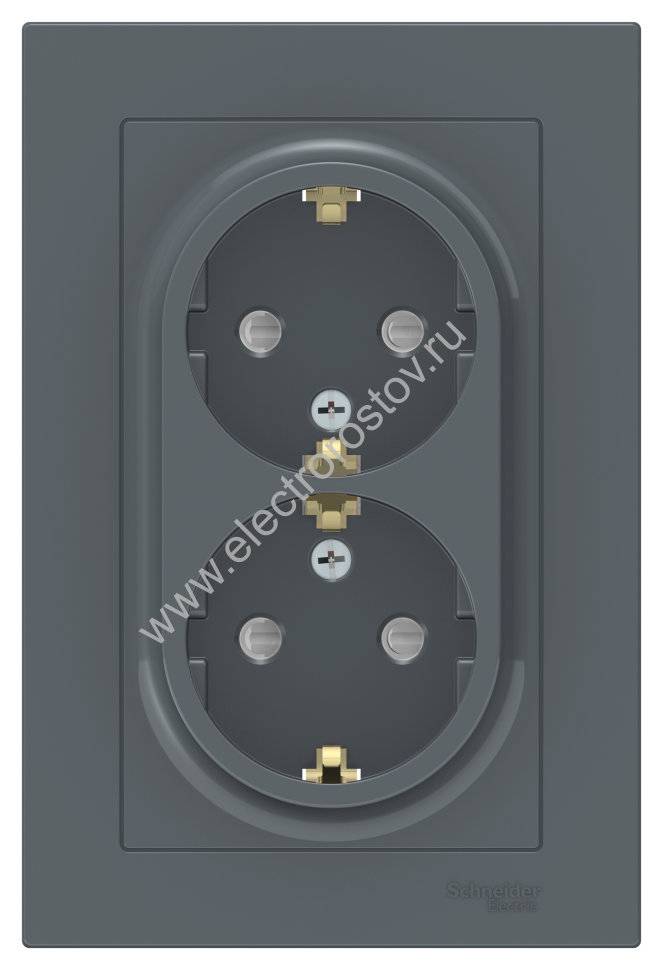AtlasDesign Грифель Розетка 2-ая с/з со шторками Schneider Electric