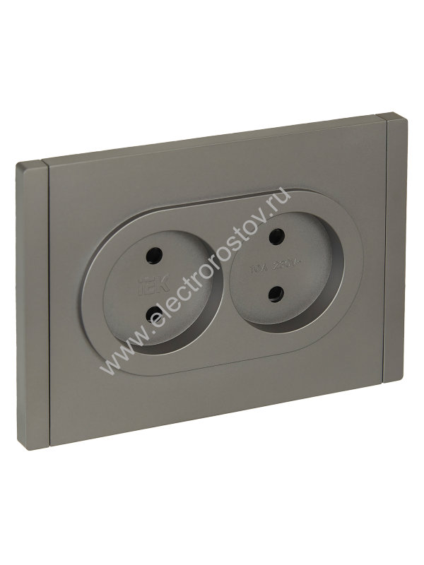 IEK FORTE&PIANO Сталь Розетка 2-я б/з со шт безвинтовое крепление10А FP525