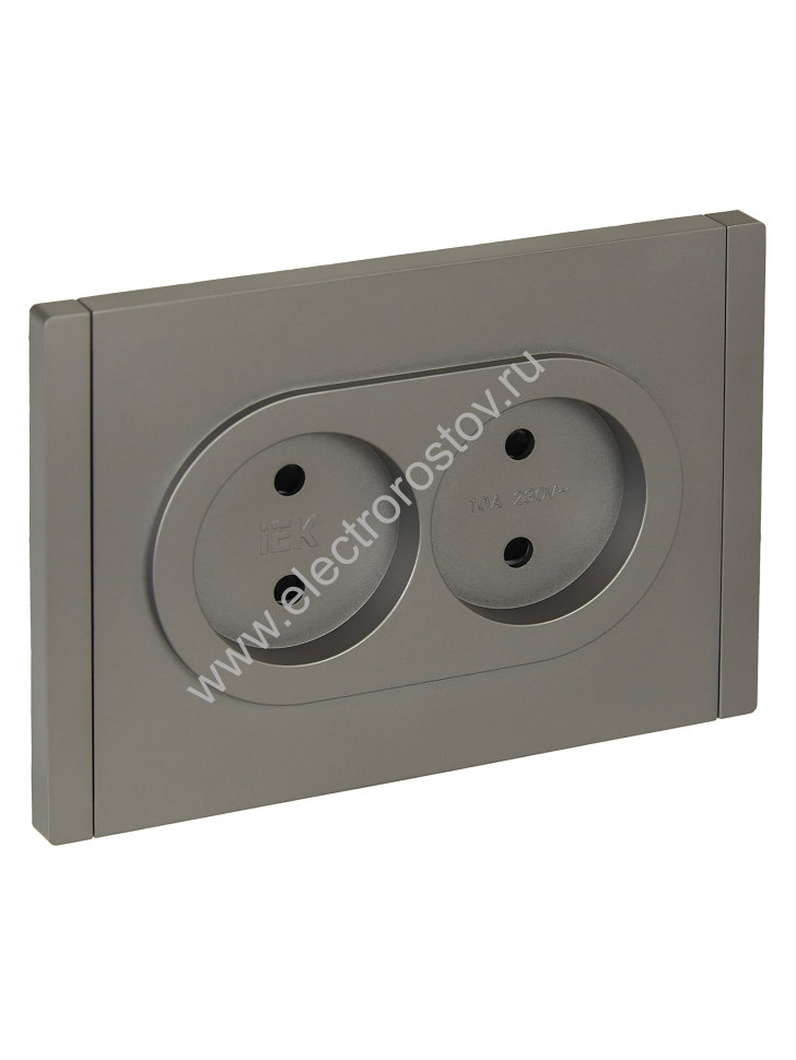 IEK FORTE&PIANO Сталь Розетка 2-я б/з со шт безвинтовое крепление10А FP525