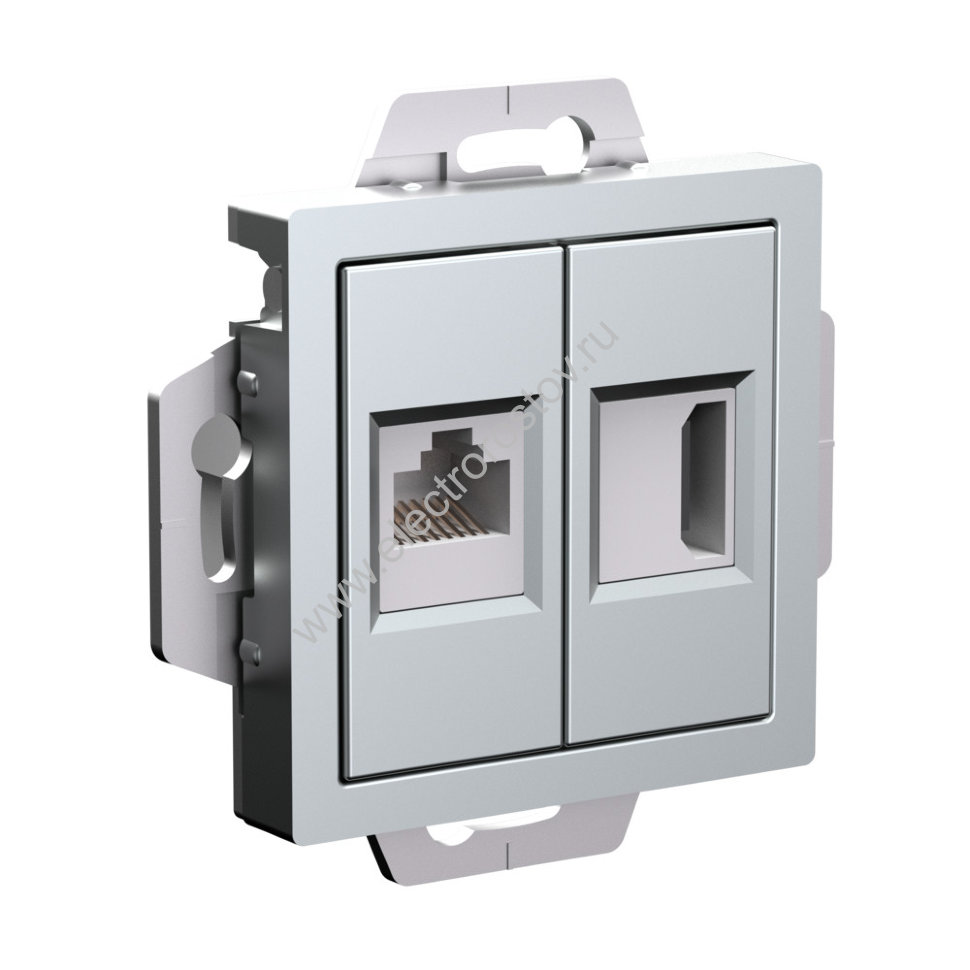 AtlasDesign Алюминий Розетка HDMI + RJ45 Schneider Electric