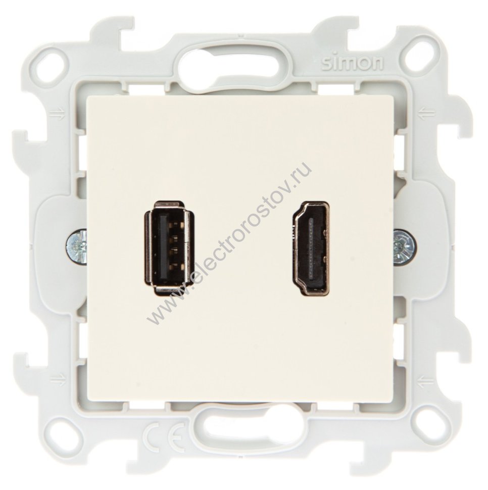 Simon 24 Слоновая кость Розетка HDMI+USB 2.0 Simon