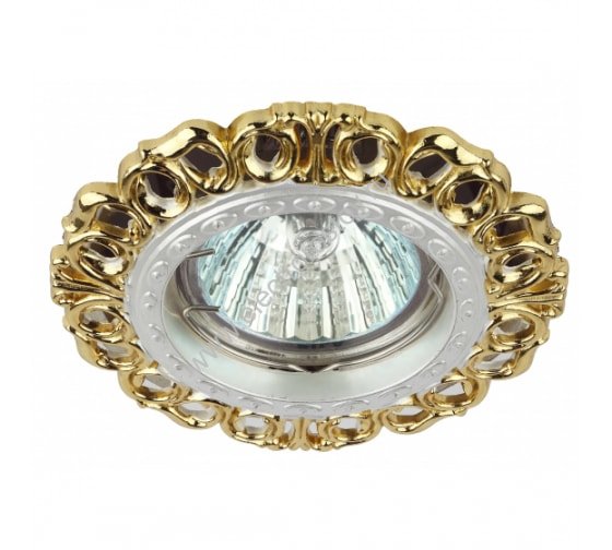 Светильник литой белый/золото MR16, 12V/220V, 50W, GU5.3  ЭРА