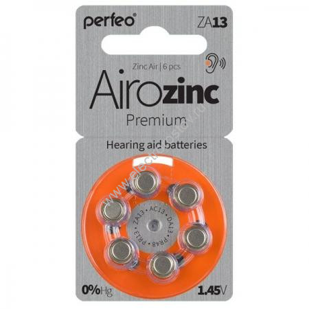 Батарейки для слуховых аппаратов ZA13 Airozinc Premium Perfeo